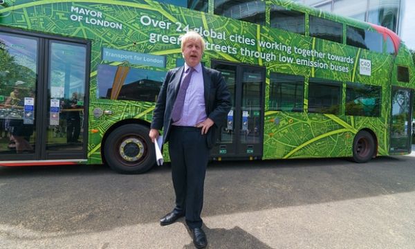 London electric bus with mayor