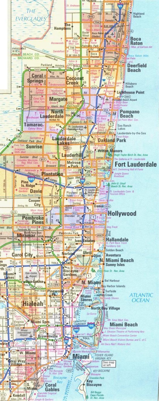 map from Boca Raton down to Miami and Miami Beach. map from Boca Raton down to Miami and Miami Beach.