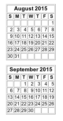 php simple monthly calendar