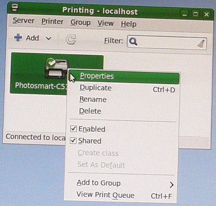 network-printer-share in Fedora